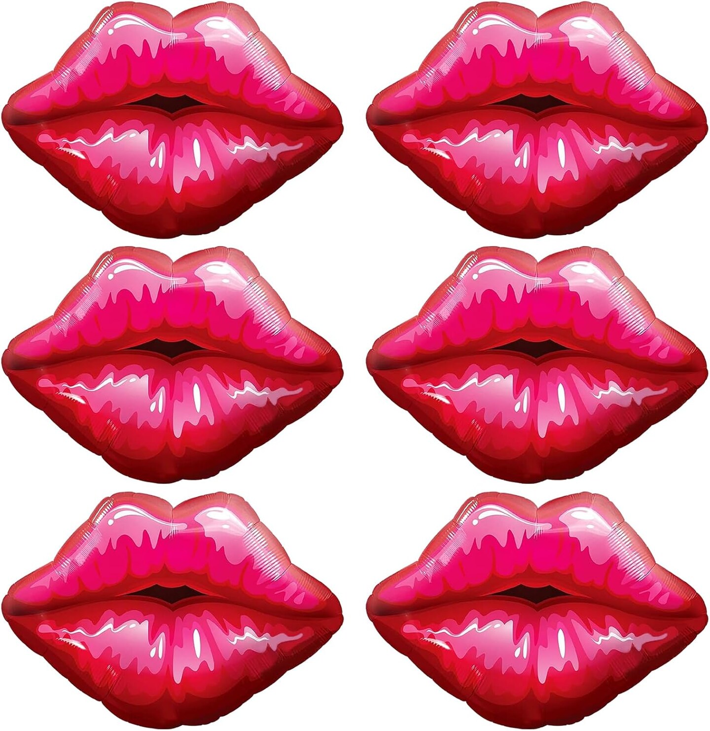 6 PCS Red Lip Balloon Set, Hot Pink Kiss Decorations