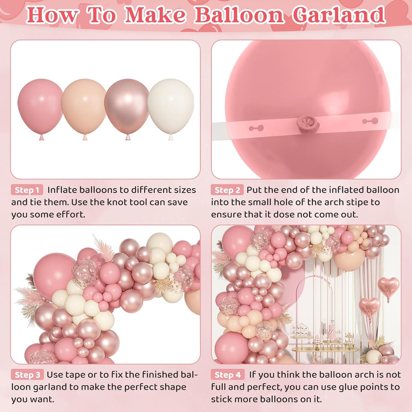 Life Dusty Pink Balloons Arch Kit, Different Sizes 18 12 10 5Inch Blush Pink Rose Gold Nude Ivory Confetti Latex Heart Foil Balloon for Girls Wedding Baby Shower Boho Birthday Party Decorations