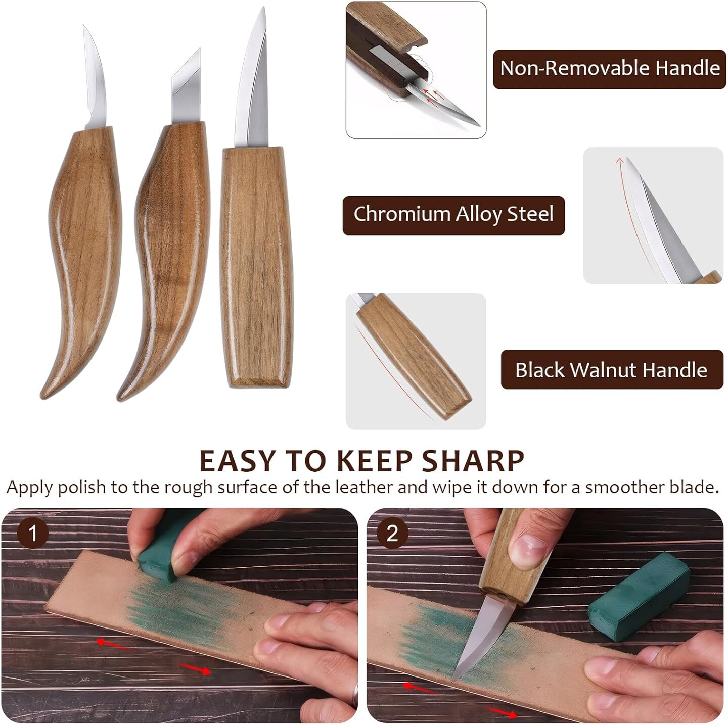 17Pcs Wood Carving Tools Kit - Beginner&#x27;s Wood Whittling Set with 6Pcs Carbon Steel Knife, Gloves, Knife Sharpener for Spoon, Bowl, Kuksa Cup