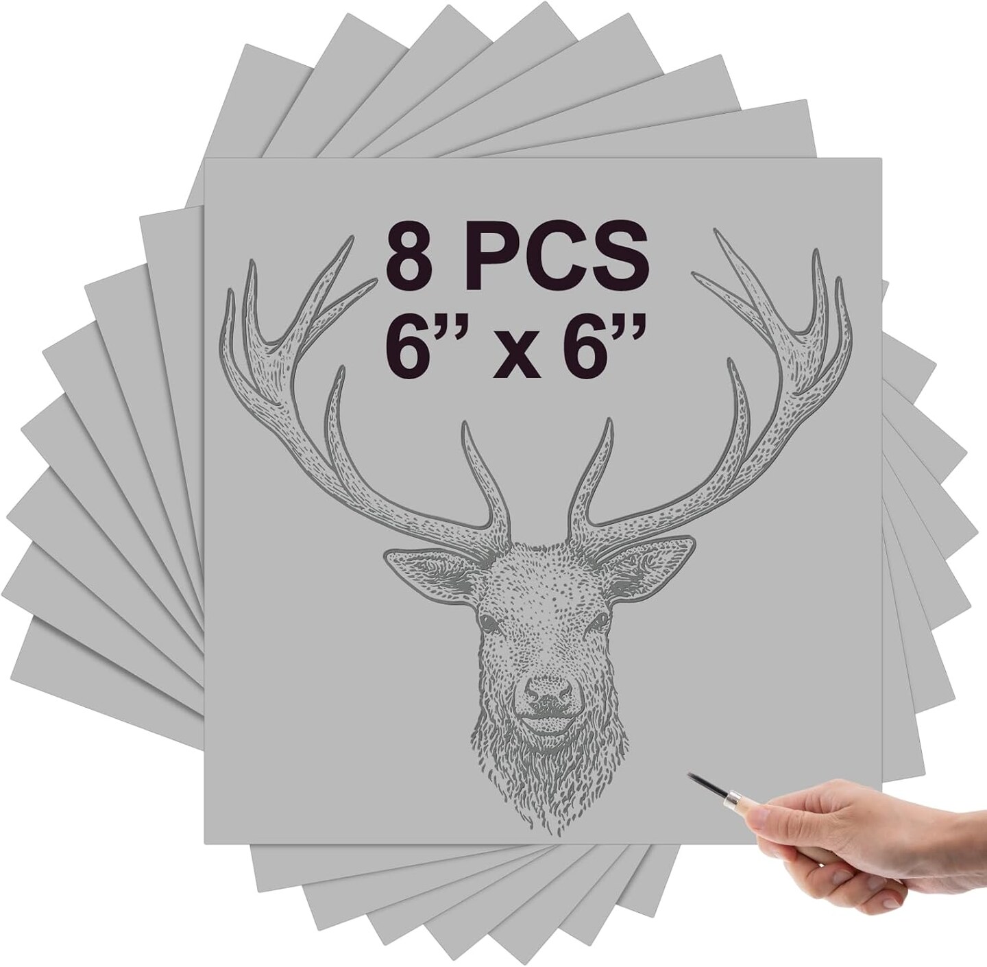 8-Pack 6"x6" Gray Linoleum Carving Blocks for Printmaking & Art Projects