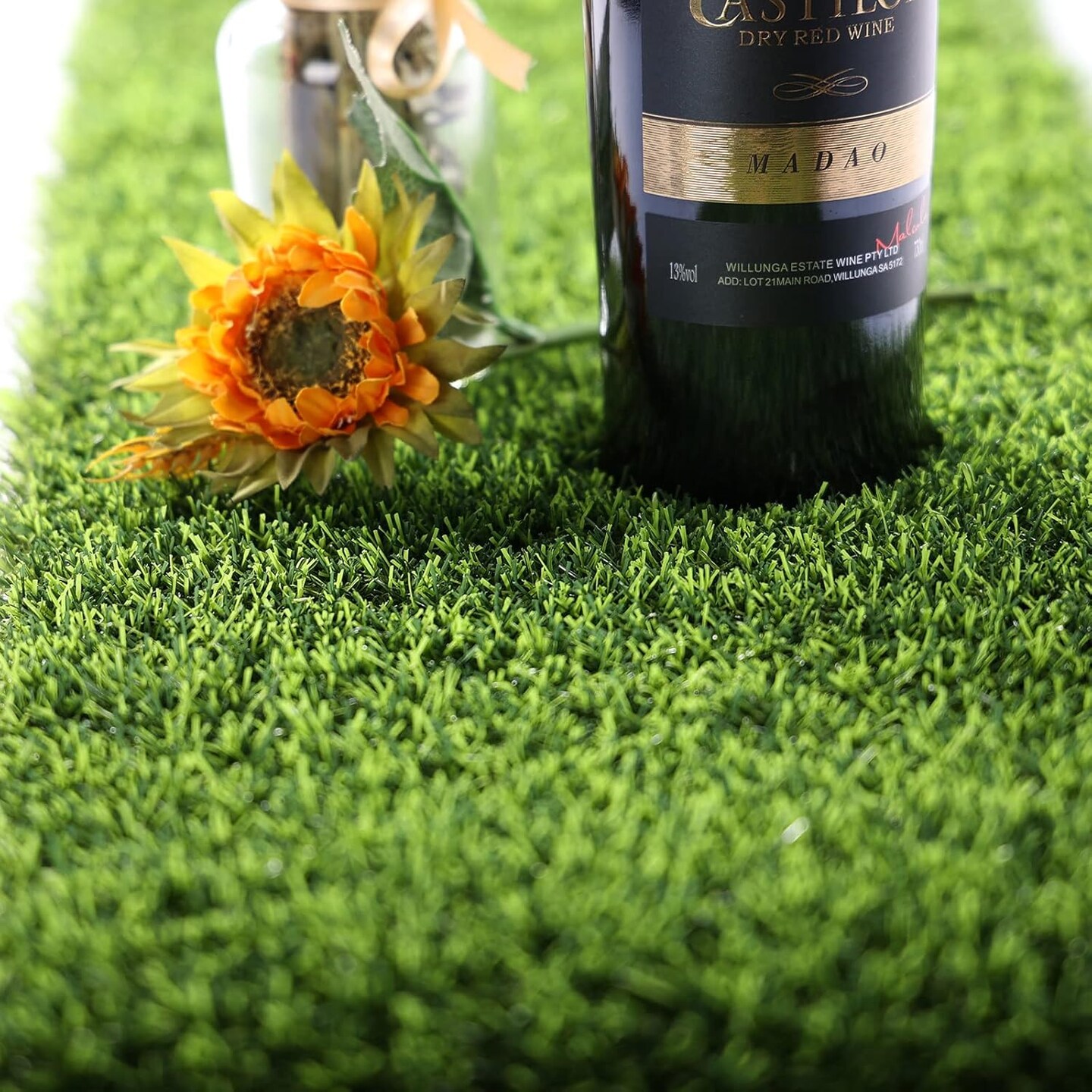 8 Packs 12 x 12 Inch Squares Grass Placemats Artificial Grass Mat Fake Turf Astroturf Squares Placemat Synthetic Grass Turf Patch Washable Green Fake Grass Patch Tiles for Outdoor Picnic Party