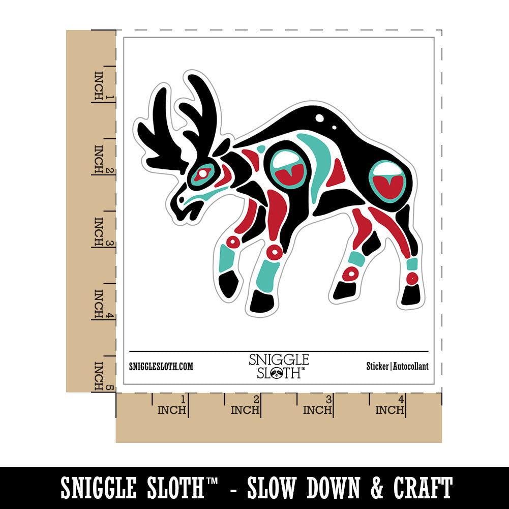Water Bottle Sticker Set Tribal Native American Moose Totem Cute Waterproof Vinyl Stickers Pack Decal, Skateboard, Laptop, Car, Window, Bumper - 5 Pack