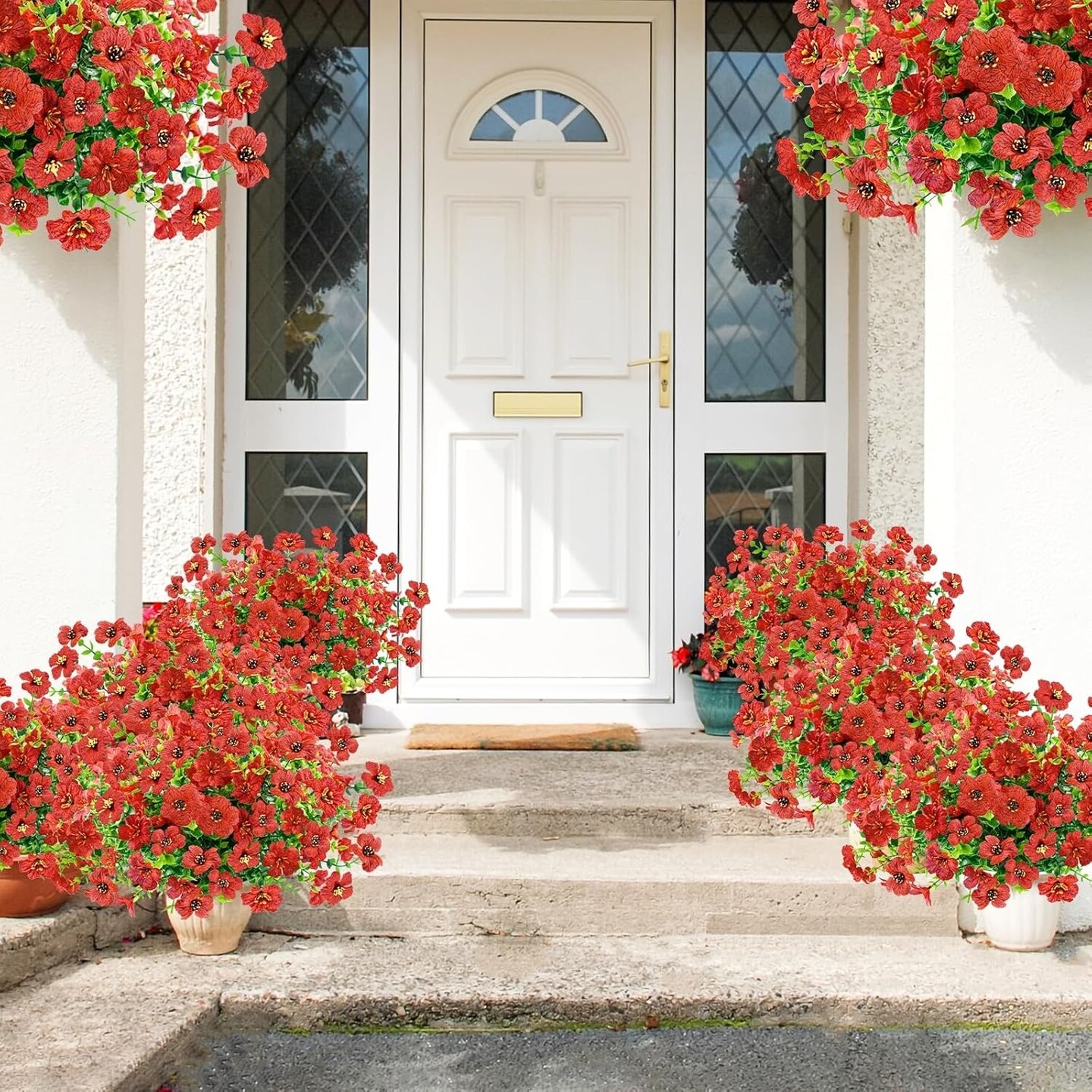 10 Bundles Summer Bushes Artificial Flowers Outdoor
