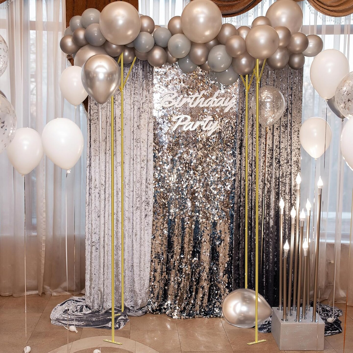 7.5FT Round Gold Wedding Arch Backdrop Stand - Balloon Arch, Garden Trellis, Event Decor for Ceremonies, Parties, Baby Showers, and Outdoor Use