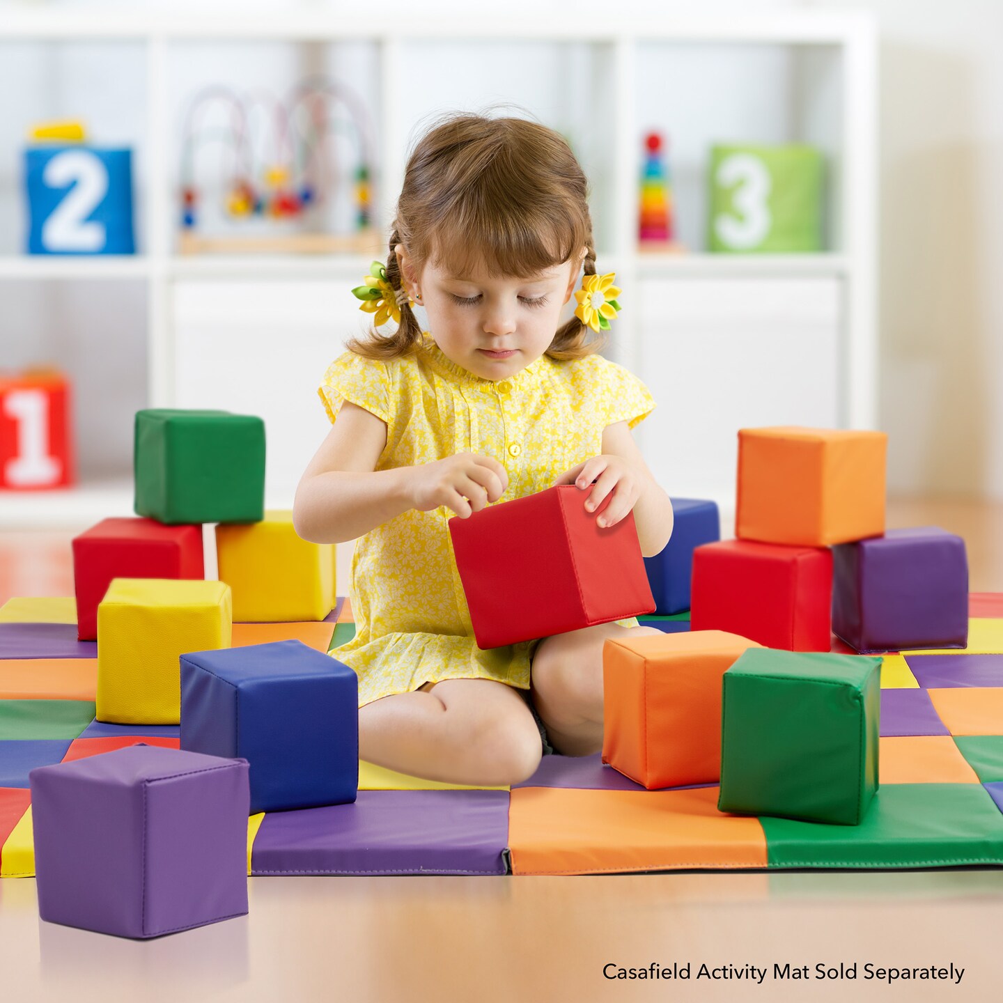 Casafield Toddler Foam Building Block Sets, Soft Play Colorful Kids Stacking Cubes for Daycare, Nursery, Preschool