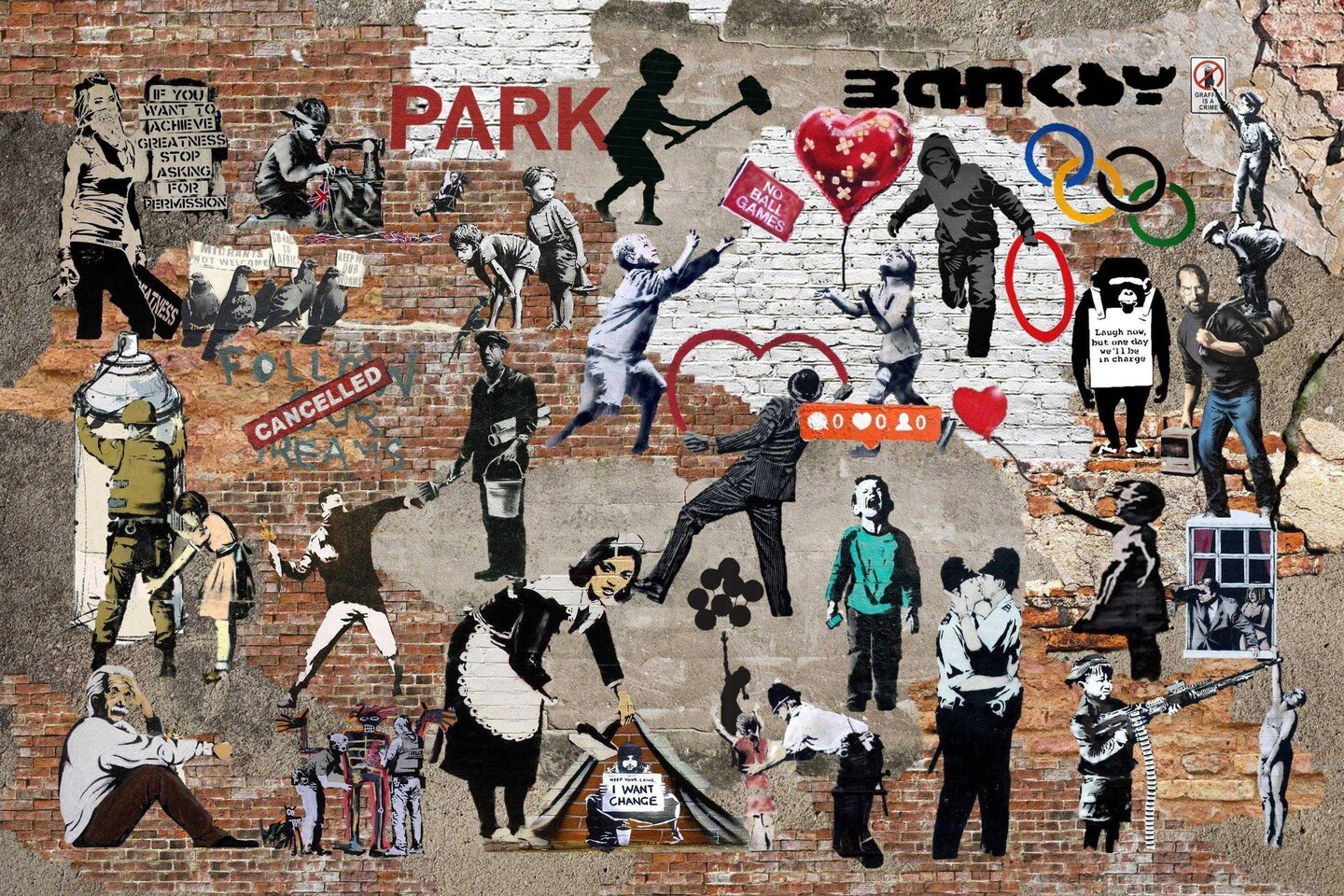 Banksy Graffiti Street Art Collage
