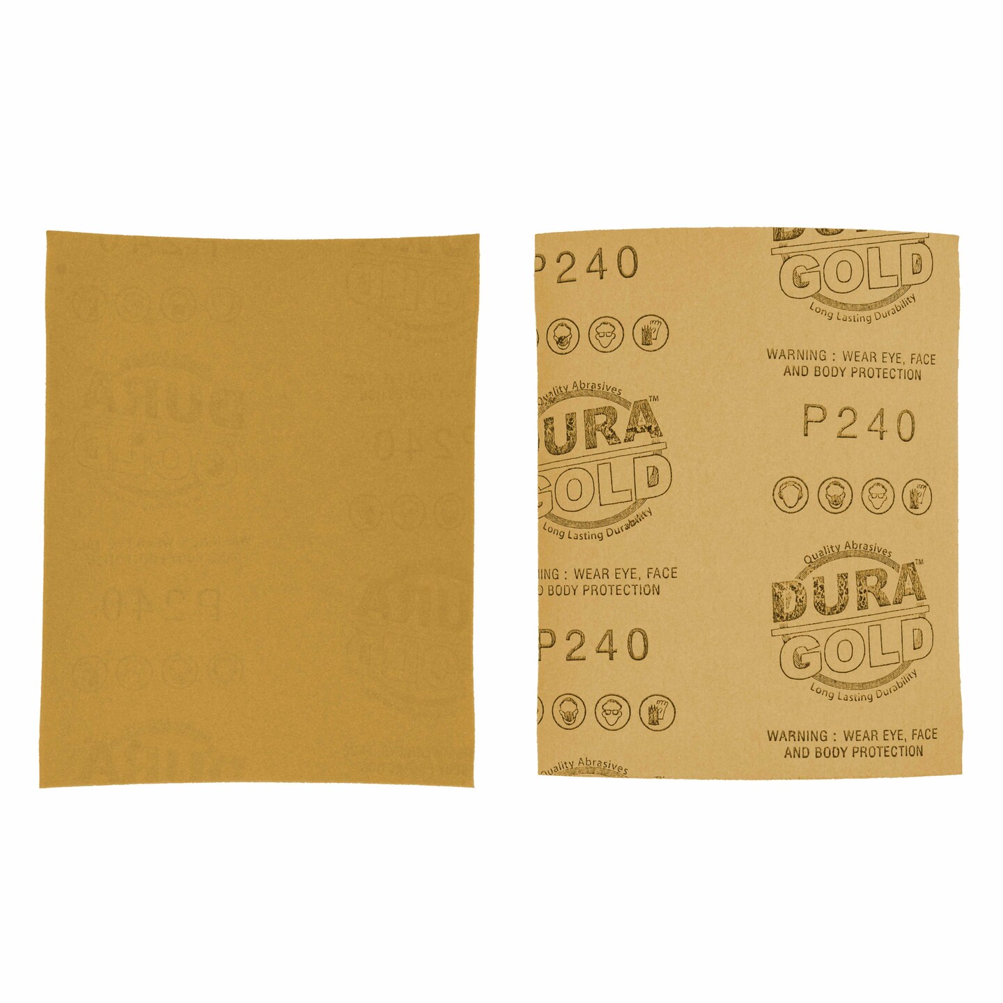 240 Grit Gold - 1/4 Sheet Plain Backing Sandpaper 5.5&#x22; x 4.5&#x22; - For Palm Sanders - Box of 400