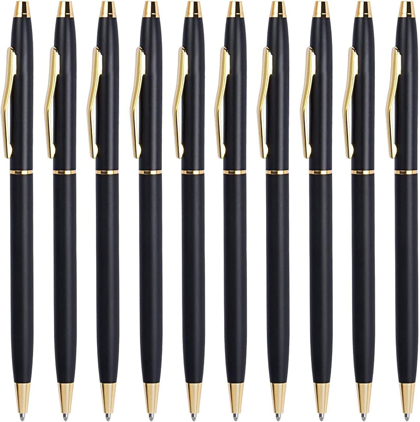 Black Pens Ballpoint Pens - Black Ink Bulk Pens 1.0 mm Medium Point Smooth Writing Office Pens for Men Women Police Uniform Office Business, 10 Pack (Black)