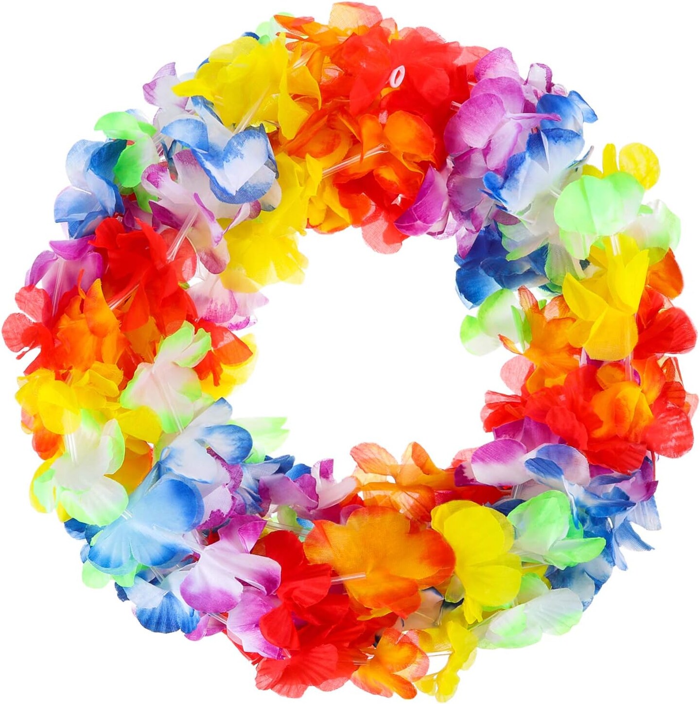 10 Pack Summer Multicolor Tropical Flower Lei Garland Luau Hibiscus Flower Banner for Hawaiian Luau Decorations,10 Feet Each