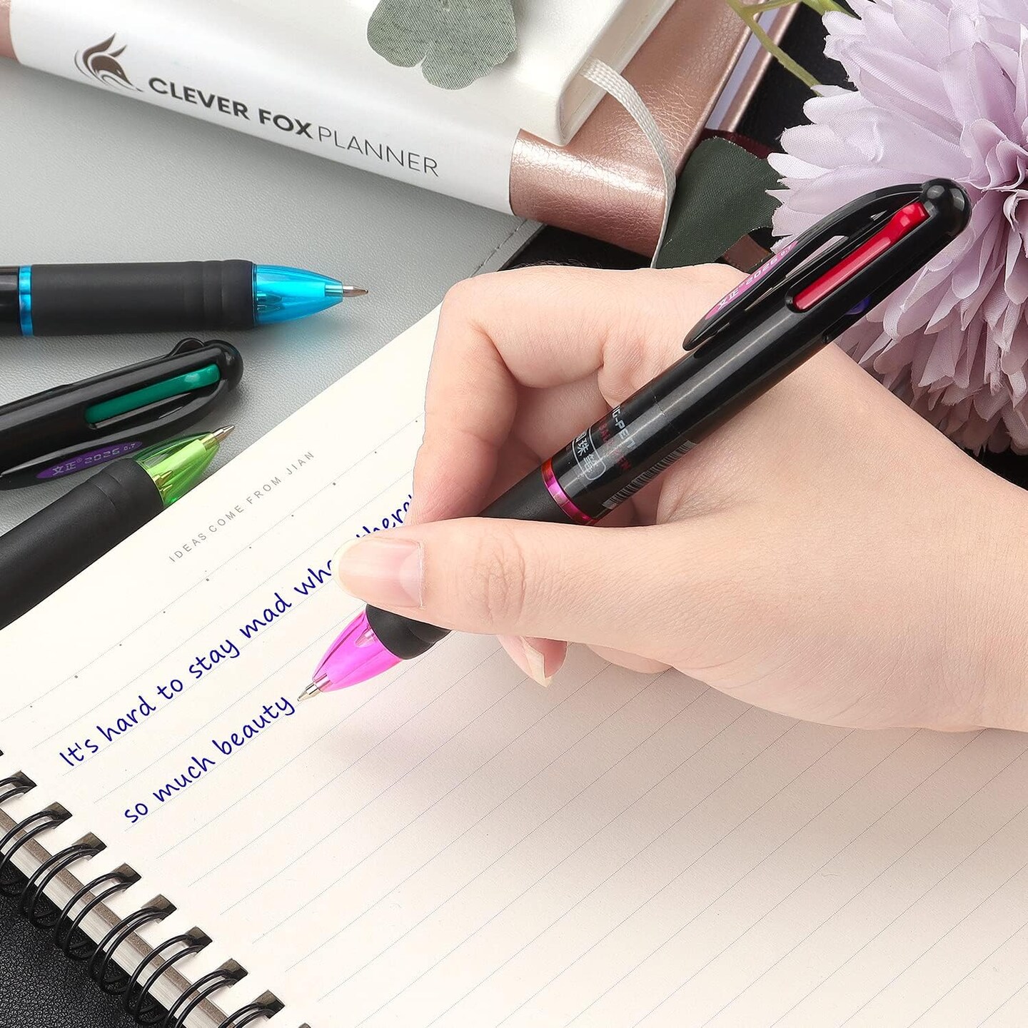 8 Pack Multicolor Ballpoint Pens 4-in-1 0.7mm Colored Retractable Ballpoint Gift Pens for Office School Supplies Students Gift