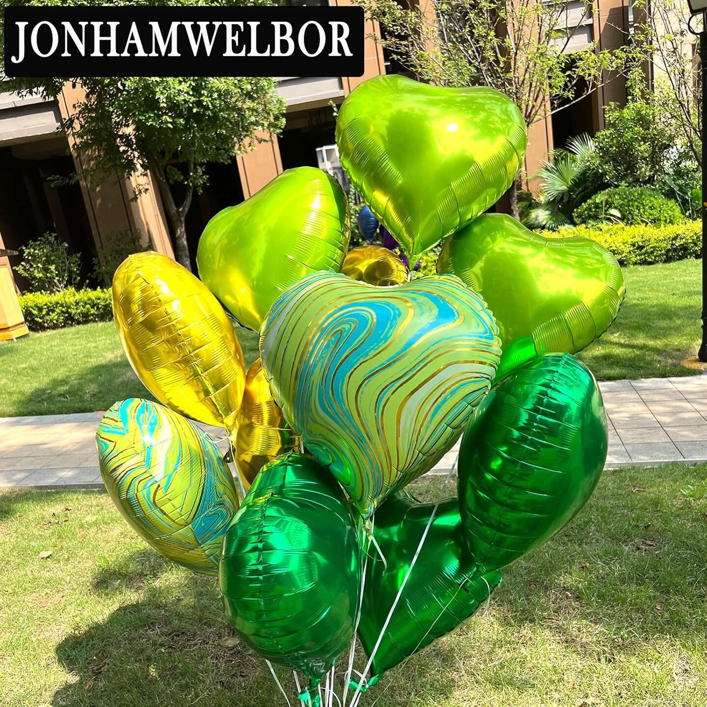 20Pcs 18 inch Lime Green Foil Mylar Heart Shape Balloons Decorations Valentines Birthday Wedding Baby Shower Party (Green and Lime Green)