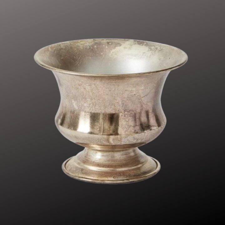Champagne Metal Urn Vase &#x2013; 6.25&#x22;x5&#x22; Pedestal Floral Container for Wedding Centerpieces &#x26; Arrangements-72140.00