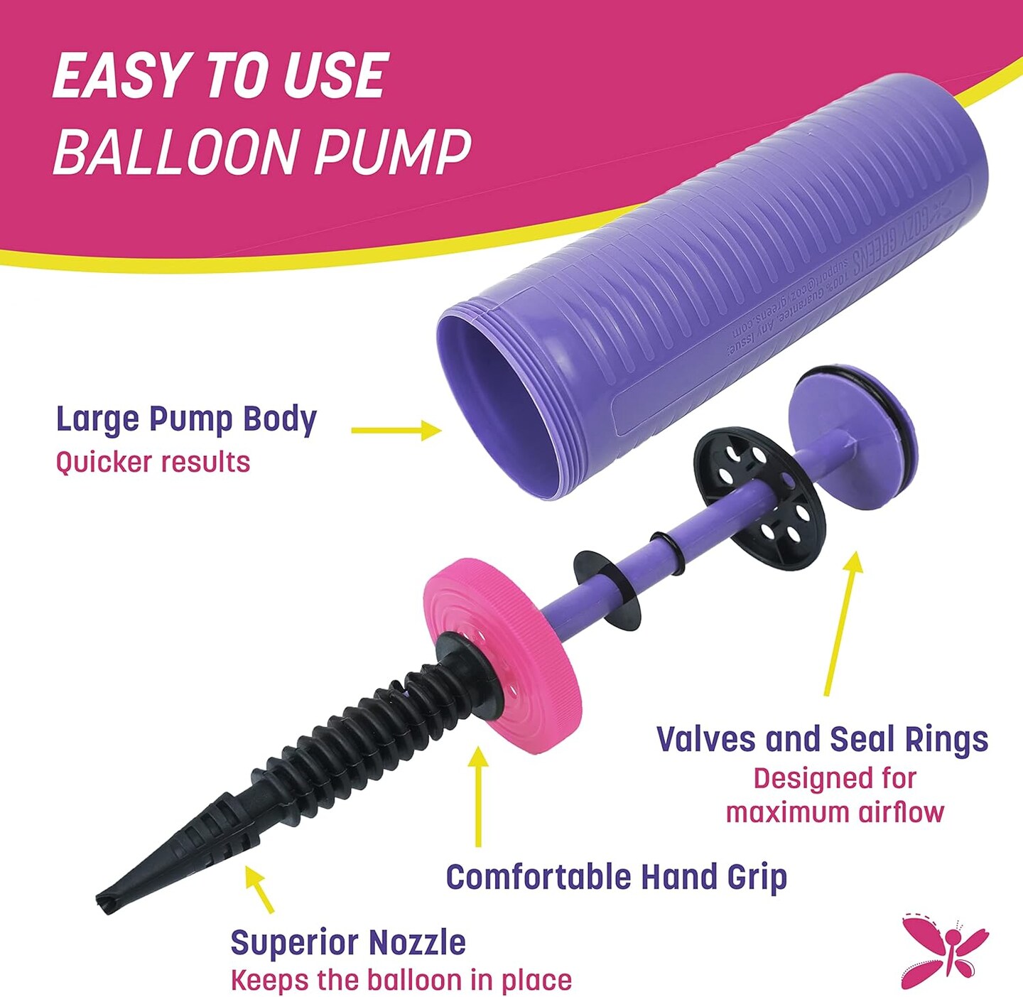 Balloon Pump Hand Held, Inflator Air Pump for Balloons - 2Way Dual Action Sturdy Ballon Inflator Pump