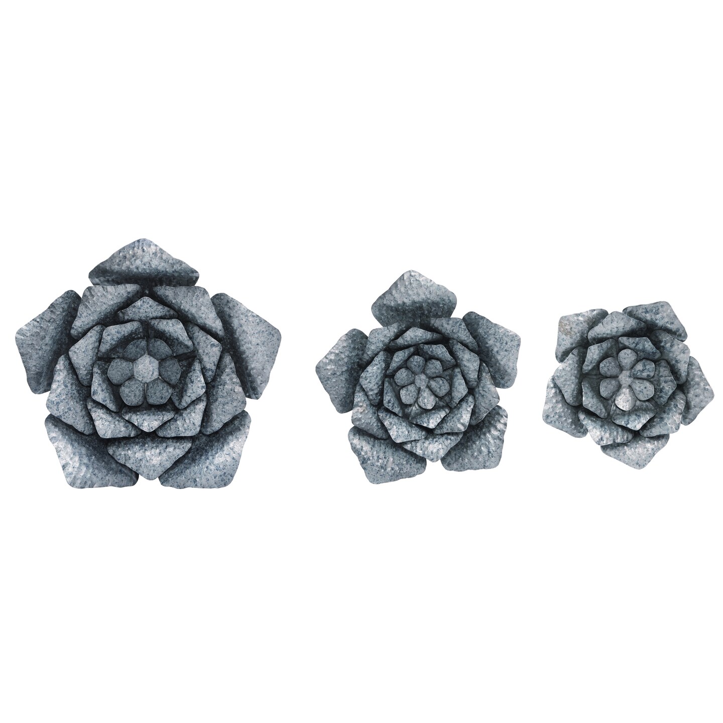 Transpac 15" Silver Spring Blossom Wall Decor Set of 3, Metal Decorative Wall Sculptures, Indoor Wall Art, Silver, Care: Wipe Clean