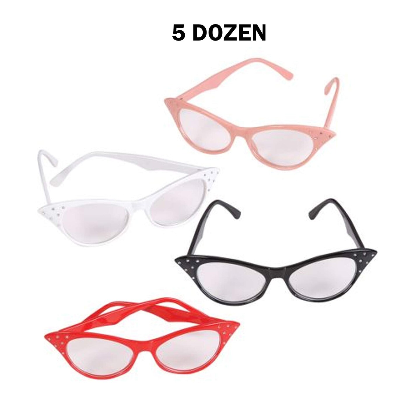 Cat Eye Retro Glasses 6 Inches Wide Plastic Frame