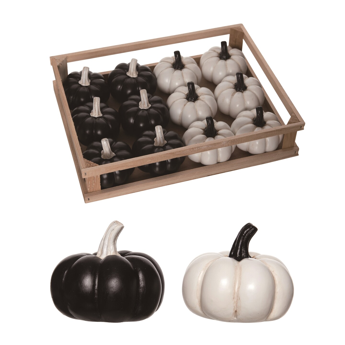 Transpac Resin 10.25 in. Multicolor Halloween Pumpkin Table In Crate Set of 12