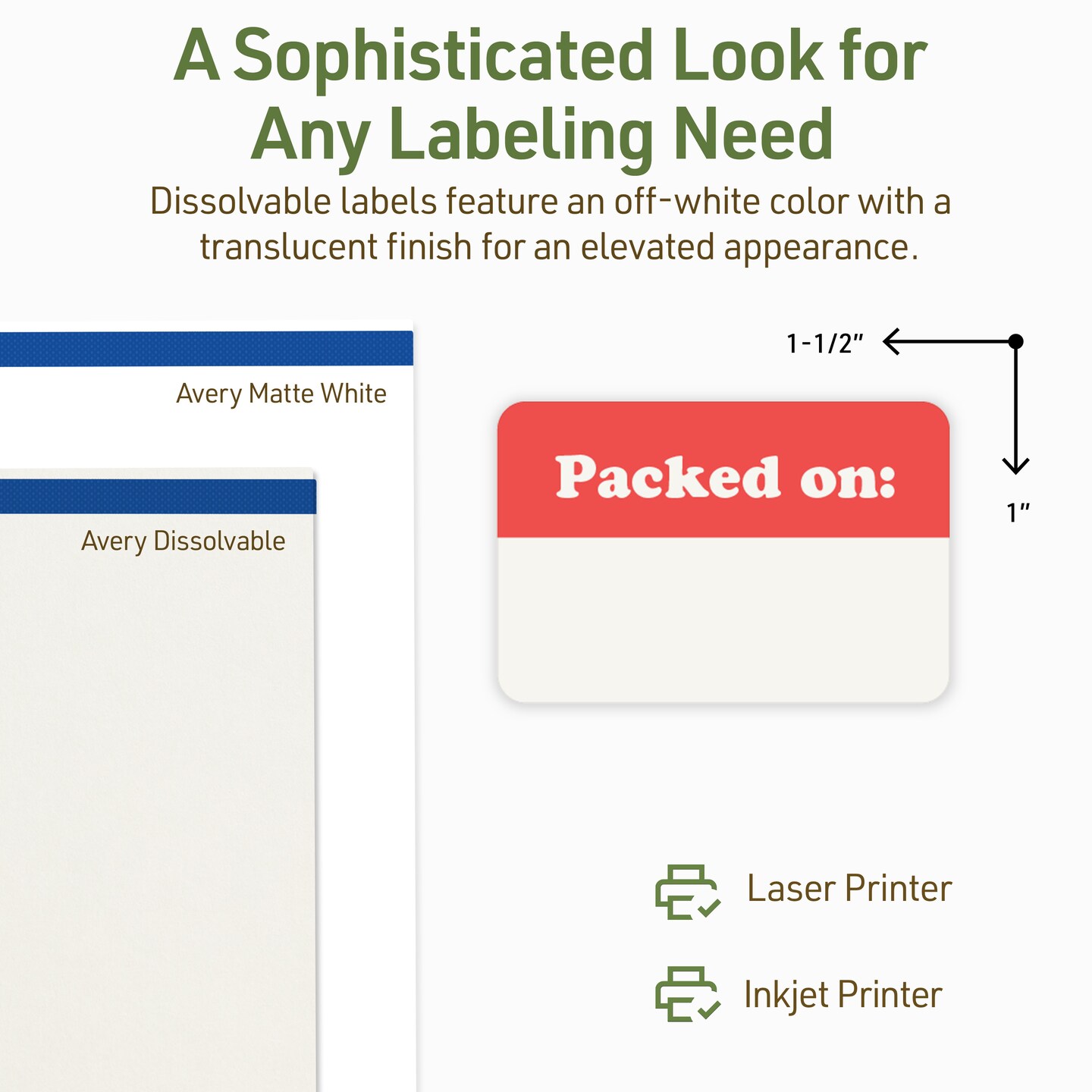 Avery Dissolvable Labels, 1&#x22; x 1.5&#x22; Rectangle