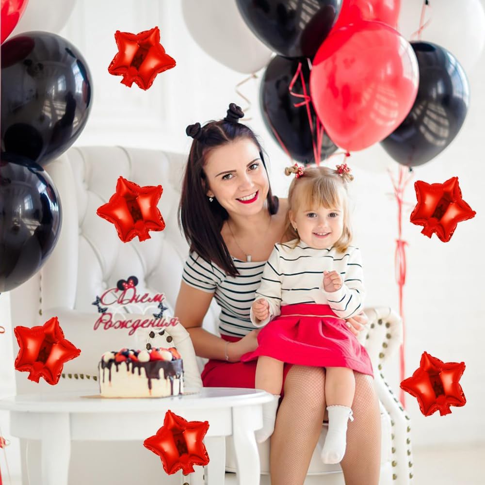 50 pcs Red Star Foil Balloons, 10 Inch Red Star Balloons Mylar Balloons for Wedding Decoration Party Balloons Birthday Decoration