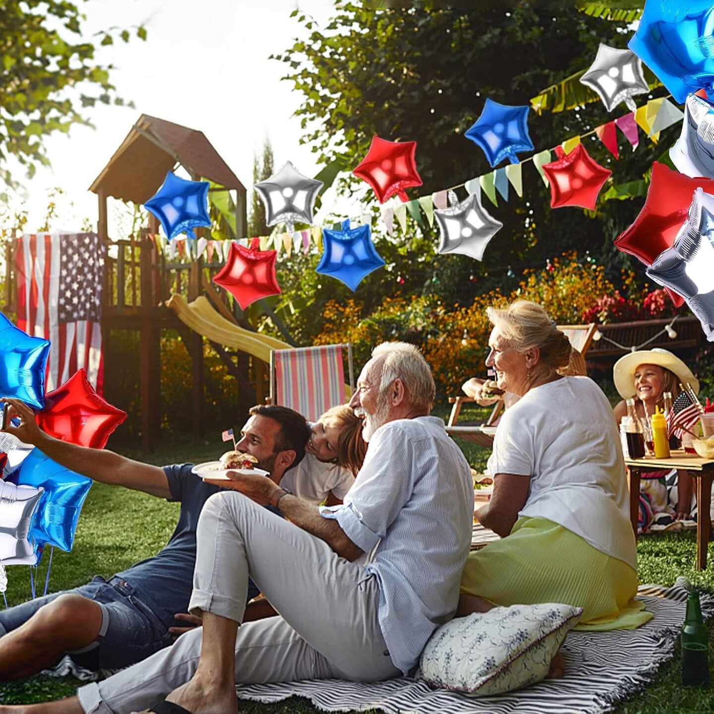 Blue Red White Star Foil Balloons Decorations, 30Pcs 18 inch 4th of July Balloons for Independence Day Patriotic Party Memorial Day Birthday Decorations Supplier