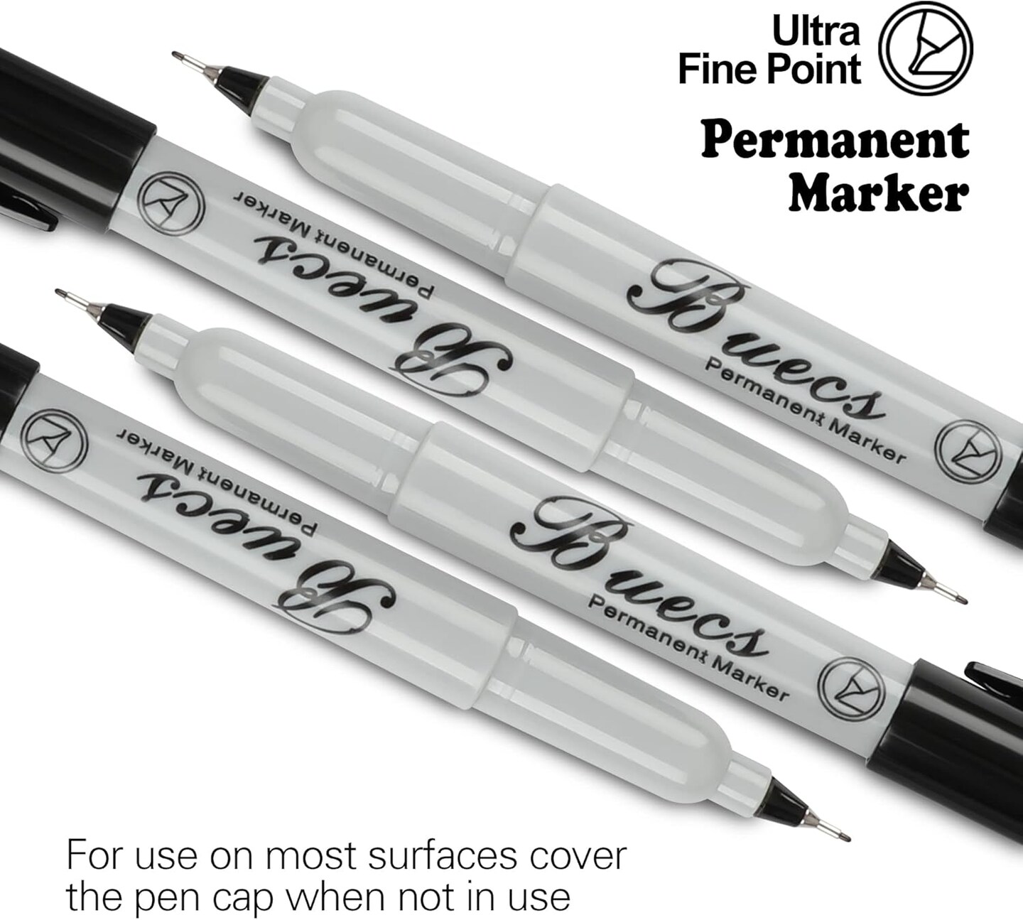 Permanent Markers, 60 Count Ultra Fine Point Black Permanent Markers, Works on paper, Plastic, Stone, Glass, Metal