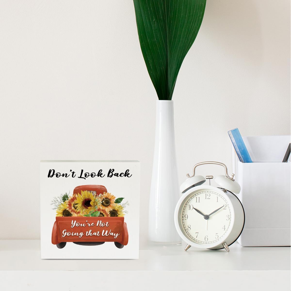 Inspirational Sunflower Decor Sunflower Gifts Sunshine Wood Box Sign 5 x 5 Inches Desk Decor for Tiered Tray Rustic Country Wooden Square Sign Summer Decorations for Home Farmhouse Restaurant