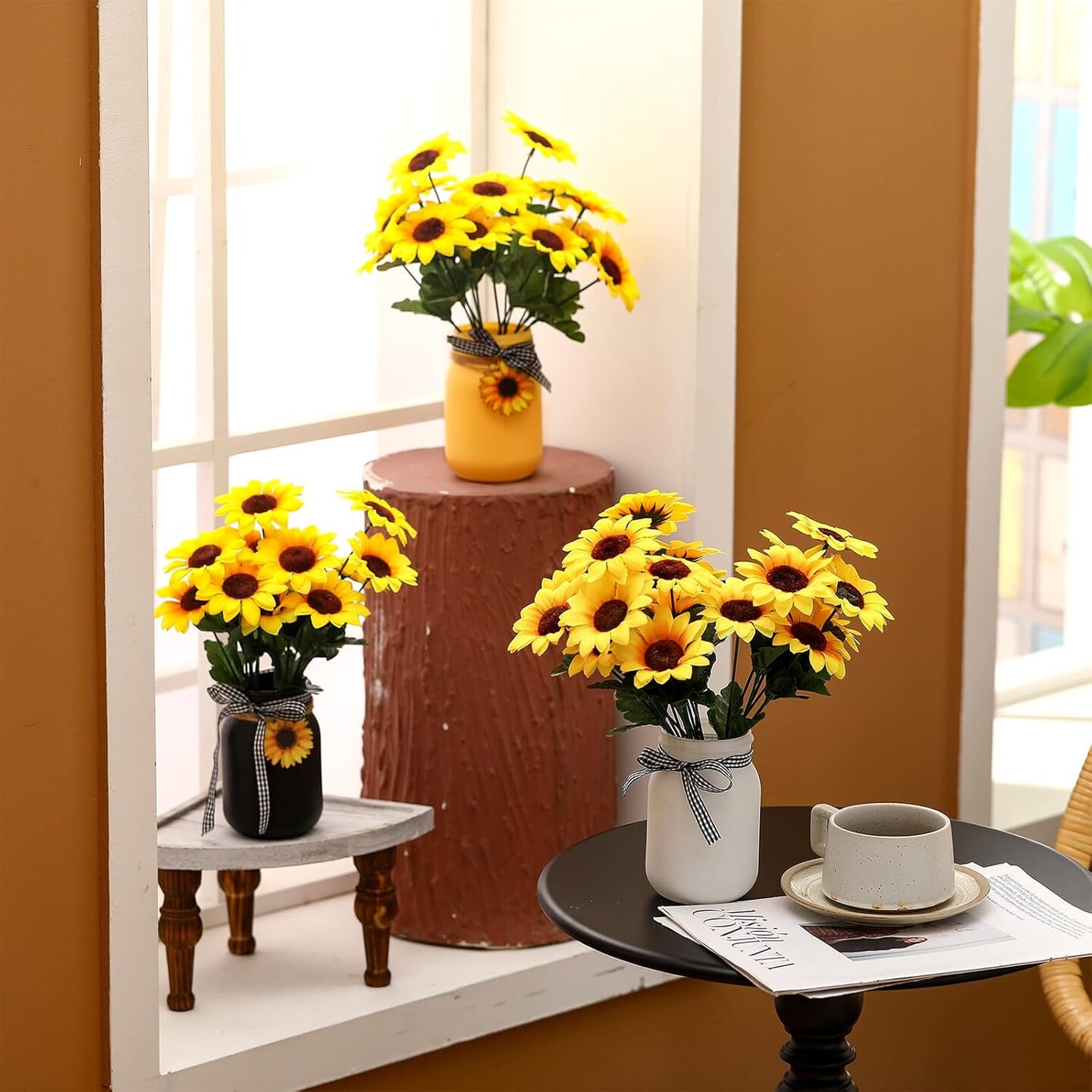 12 Sets Sunflower Mason Jar Centerpiece