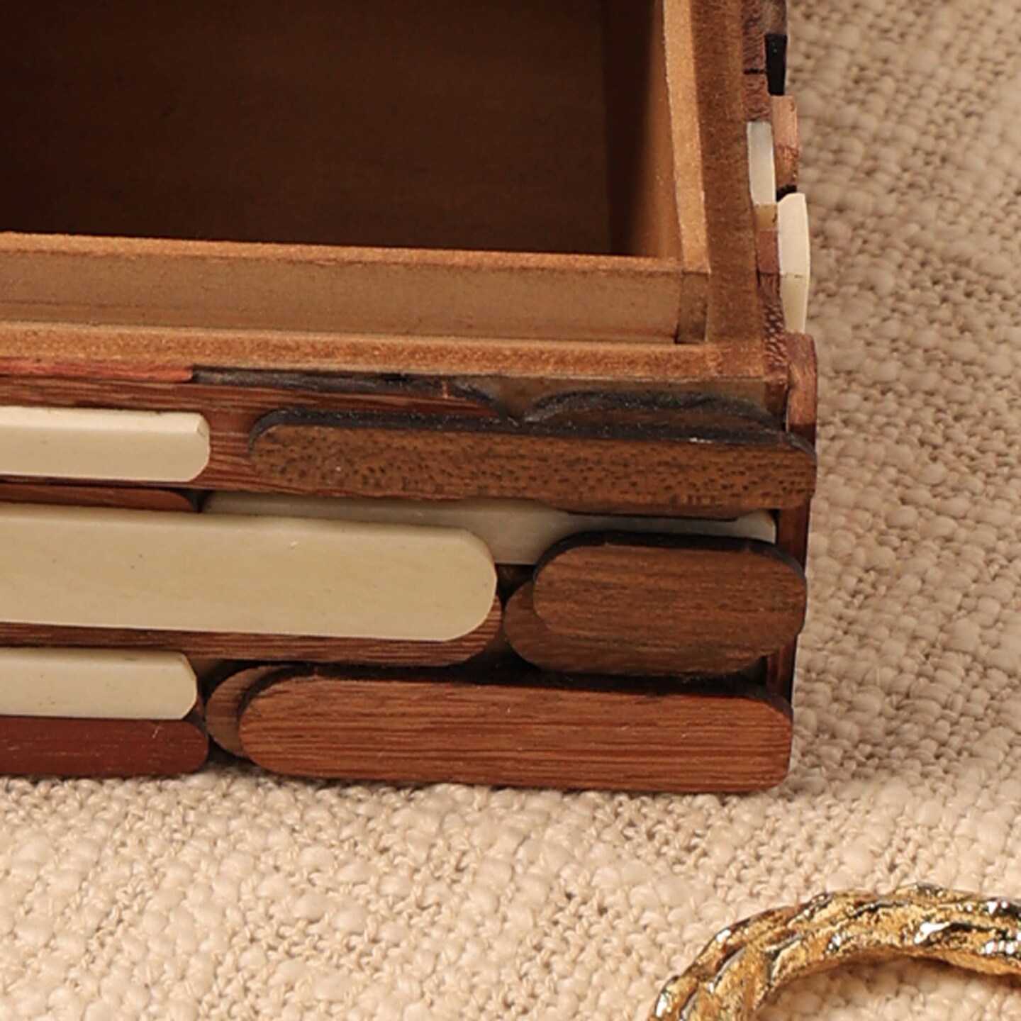 Decorative Box | Handcrafted Wood & Bone Storage Box |6"X6"X3"