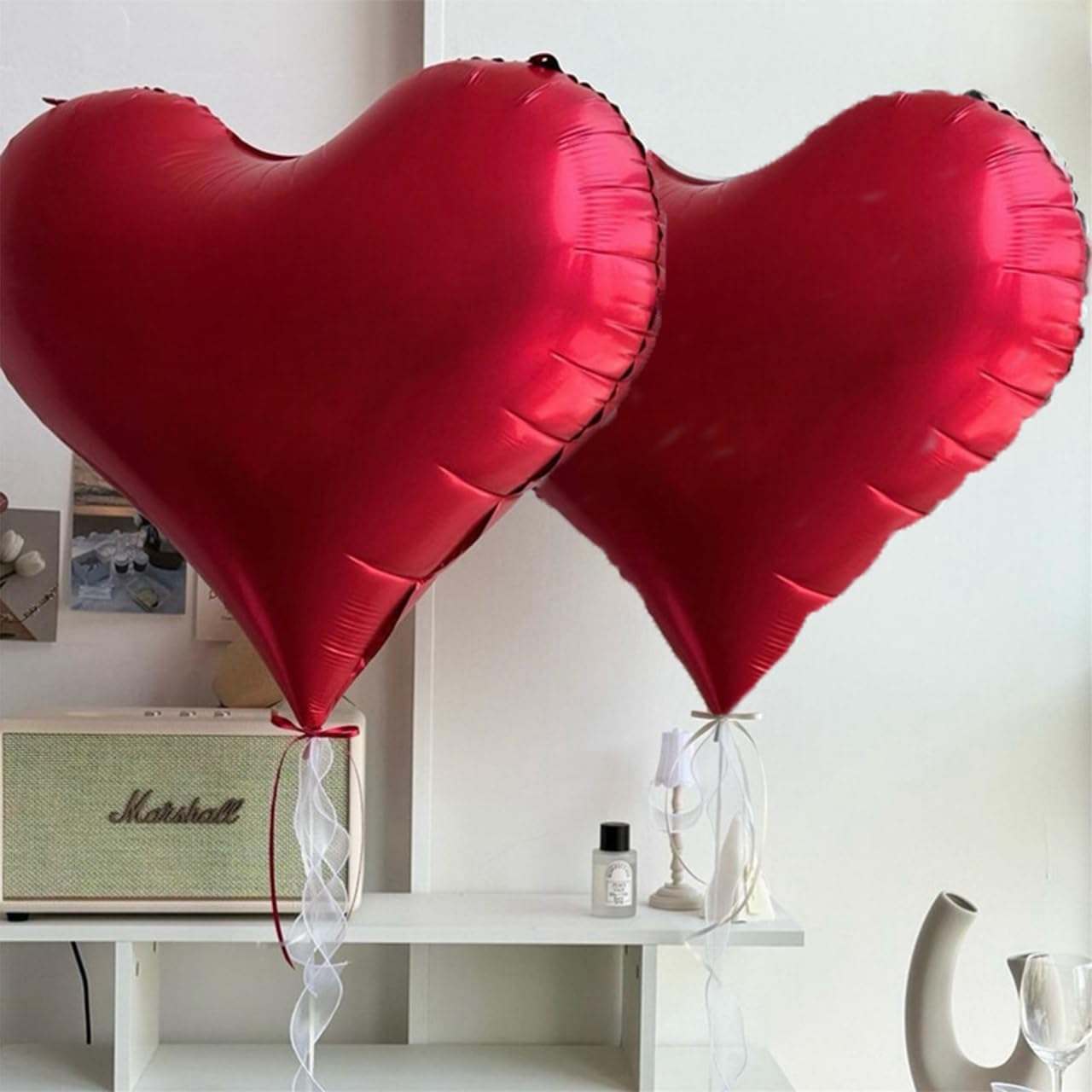 20 Inch Red Heart Mylar Foil Balloons 6 Pcs Large Red Heart Aluminum Foil Helium Balloons for Girls Women Birthday Bridal Engagement Wedding Anniversary Baby Shower Party Decorations