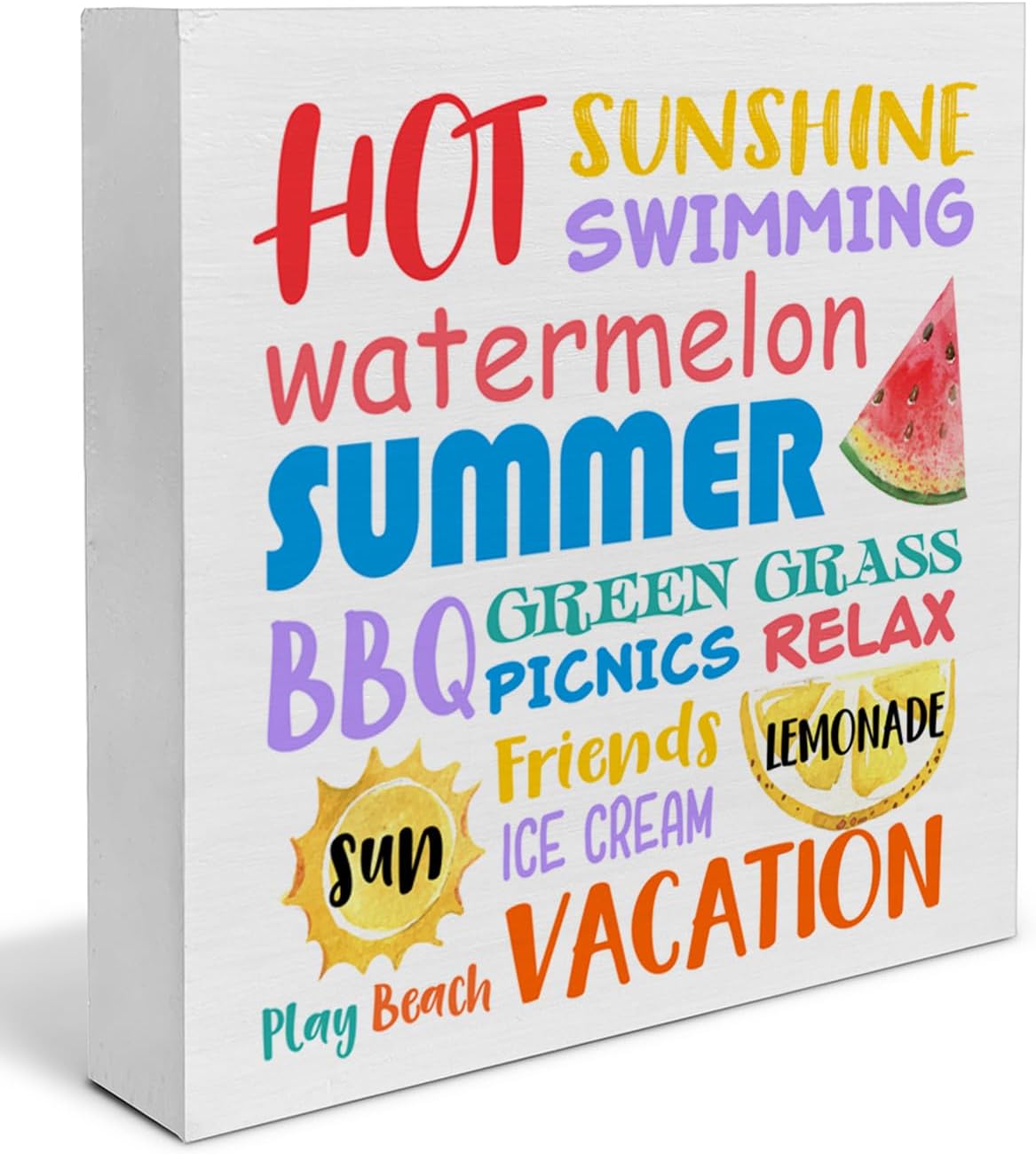 Country Summer Wood Sign Decor Desk Sign Summer Subway Wood Block Sign Summer Words Signs Rustic Home Shelf Wall Decoration