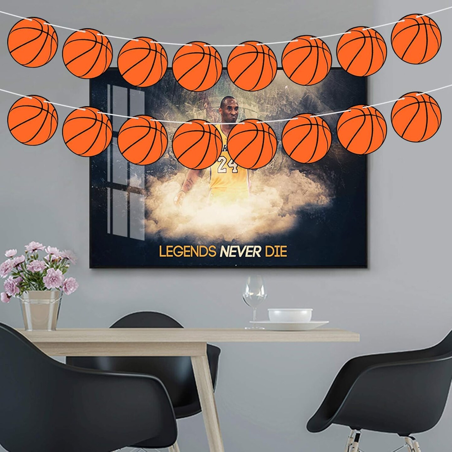 3PCS Basketball Party Supplies Party Banners - Sports Basketball Game Party Decorations - Basketball Baby Shower/Birthday Party Garland Wall Decorations Photo Props