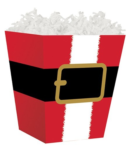 Pack/6: Santa&#x27;s Belt Sweet Treat Boxes - 4 x 4 x 4-1/2&#x22;