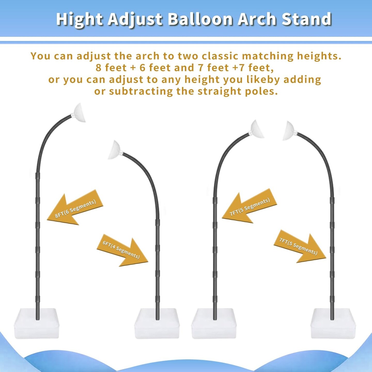 Balloon Arch Kit - Bendable 8.2FT &#x26; 6FT Balloon Arch Stand with Base and Manual Pump, Versatile Half Arch Balloon Stand for Birthday, Wedding, Baby Shower, Holiday, and Graduation Party Decorations
