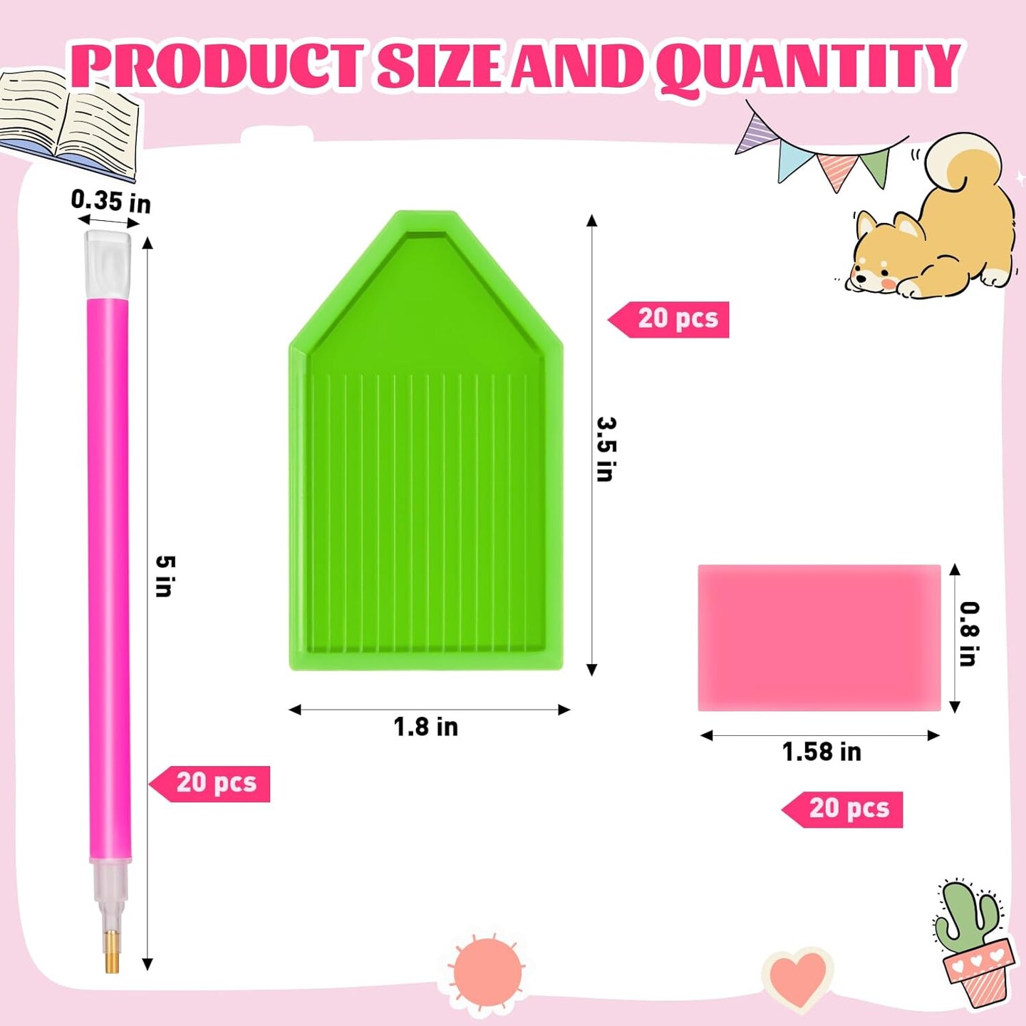 60PCS Diamond Art Painting Tools 5D Diamond Art Wax Accessories with 20 Drill Pen Grip Tray, Diamond Painting Kits for Kids Adults DIY Diamond Painting Crafts