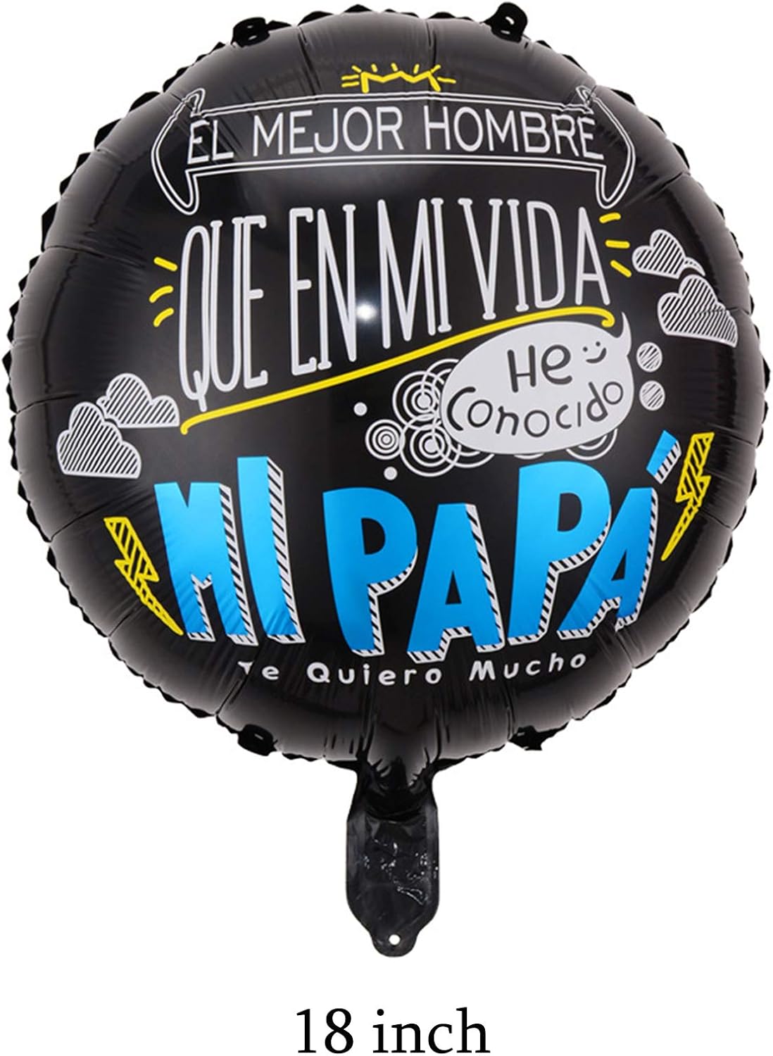 10Pcs Father&#x27;s Day Balloons Father&#x27;s Day Party Decorations Spanish Feliz Dia PaPa Foil Balloons for Happy Fathers Day Dad Birthday Party Decorations Supplies, Black, Medium
