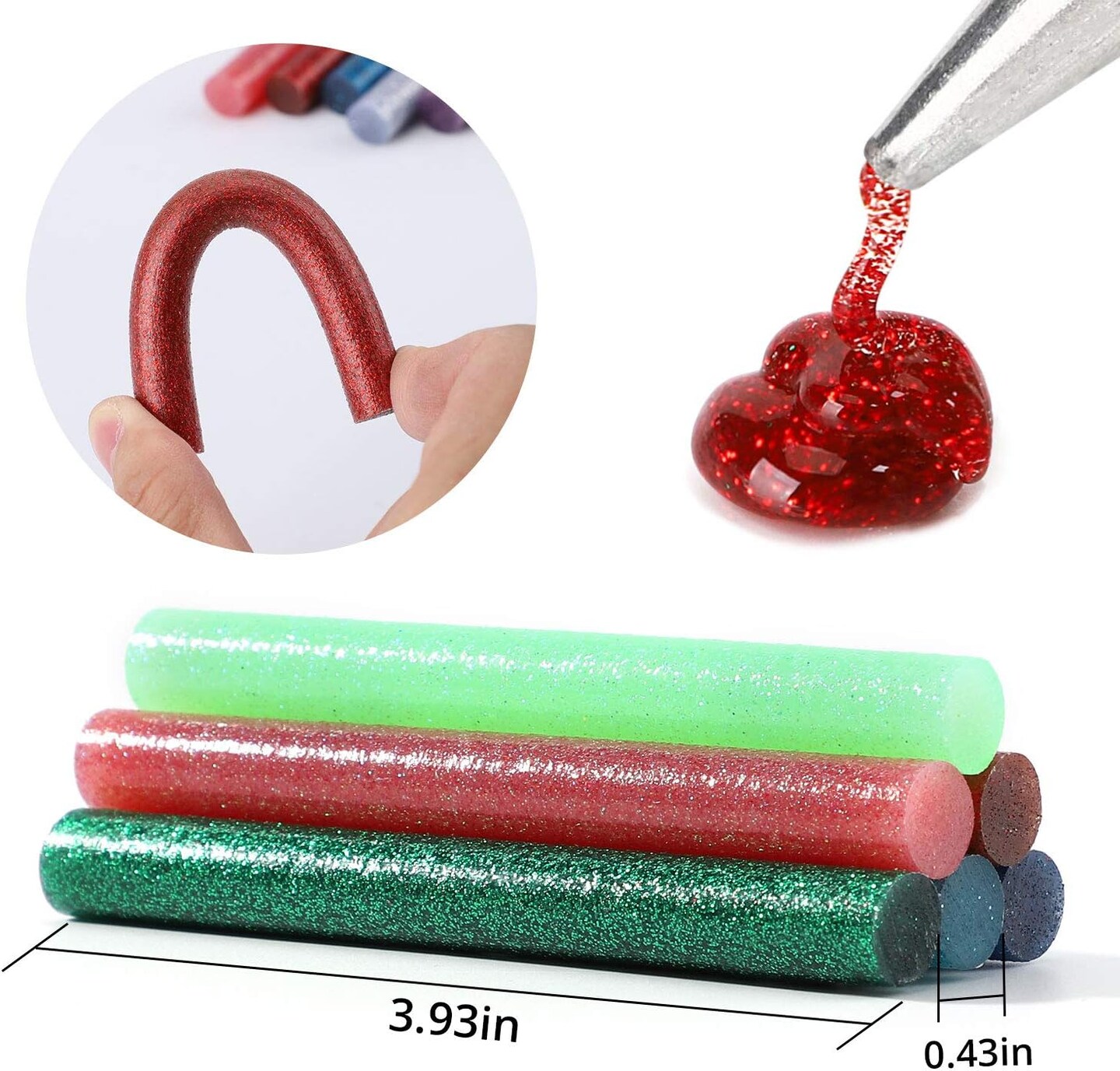 24 Colors Hot Glue Sticks - 0.4&#x22; x 3.9&#x22;, Mini Size Melt Hot Glue Sticks, 36pcs Colored + 36pcs Glitter, Multipurpose for Art Craft Project, General Repair, Bonding, Sealing, 72 Counts
