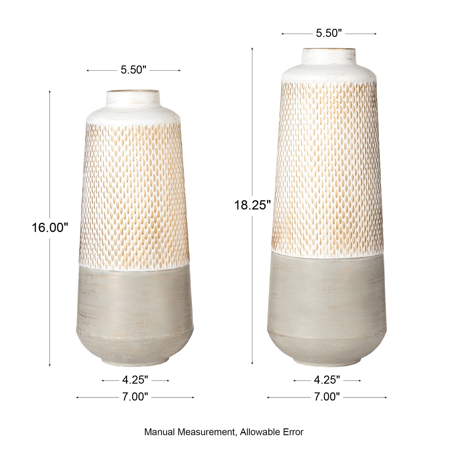 Set of 2 Modern Table Floor Metal Art Vases
