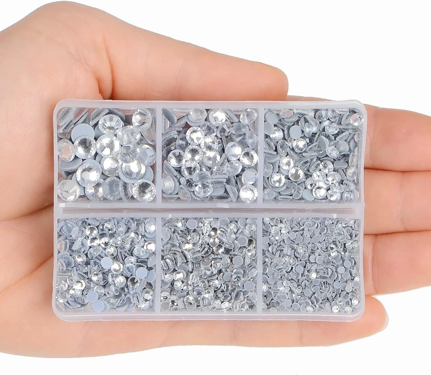 4000pcs Mixed Size Hot Fix Round Crystals Gems Glass Stones Hotfix Flat Back Rhinestones (Clear Crystal)