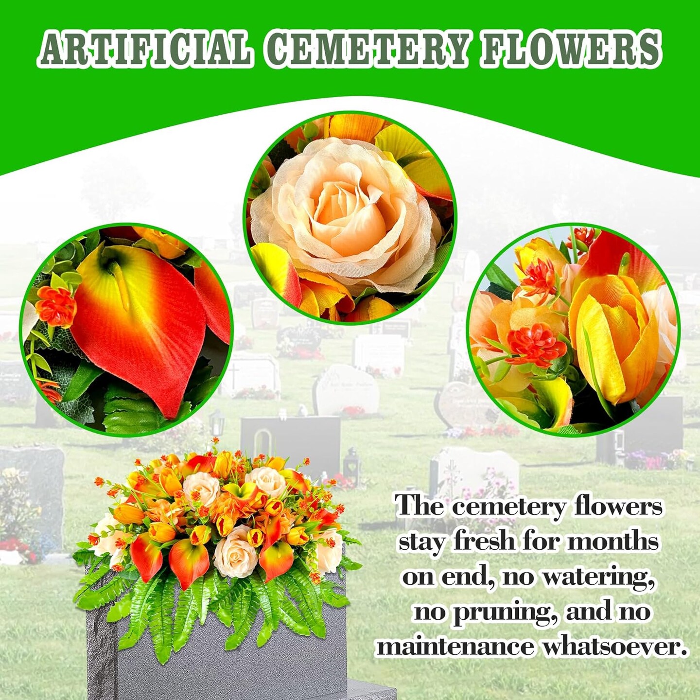 Summet Bushes Artificial Cemetery Flowers