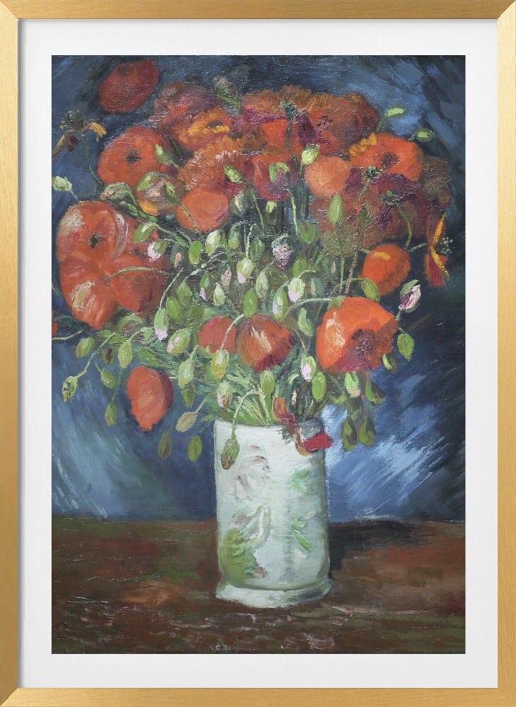 Vincent Van Gogh&#x27;s Vase With Poppies (1886) by Vincent Van Gogh Framed Art