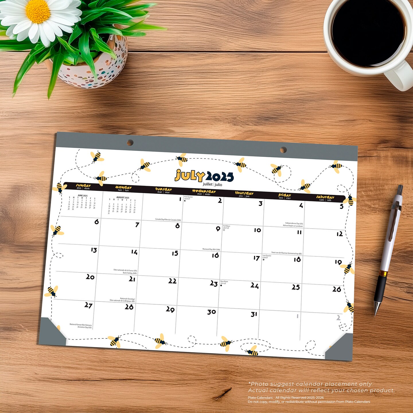 Busy Bees | 2026 14x10 Inch 18 Months Monthly Desk Pad Calendar | July 2025 - December 2026