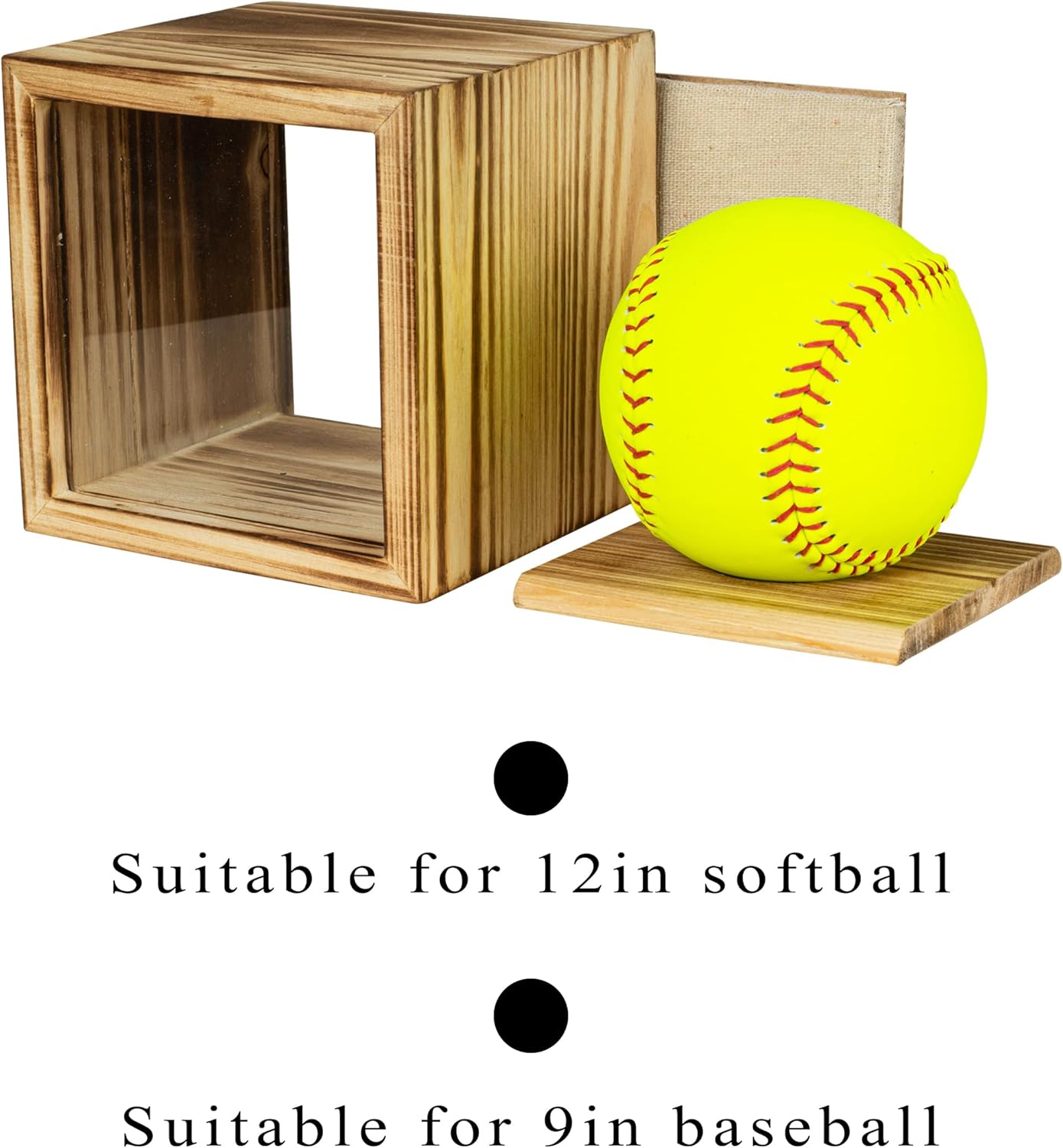 9&#x22; Baseball 12&#x22; Softball Display Case for Balls Homerun Shadow Box Frame Wall Mount Small Stand Holder Cubes Memorabilia Clear Sport Collectibles Single Gifts for Boys Carbonized