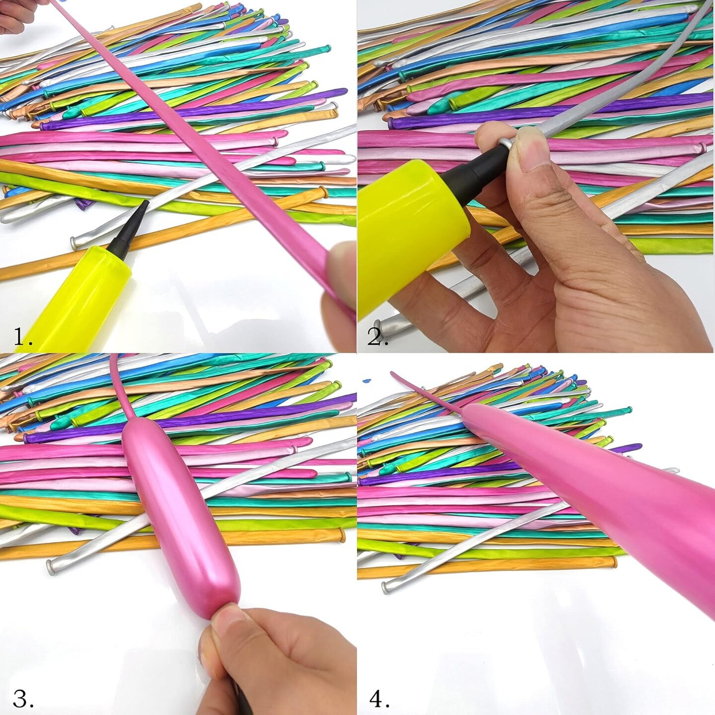 260 Long Balloons Kit With Pump, Shiny Metallic Latex Twisting for Animals, Magic for Birthdays Wedding Party Decorations 100pcs Multicolor