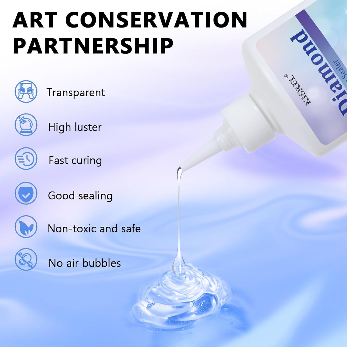 8OZ Diamond Painting Sealer, Diamond Painting Tools Adhesive with Applicator, 5D Diamond Painting Glue Sealer Permanent Hold, Shine Effect Conserver for Jigsaw Puzzles(240ML)