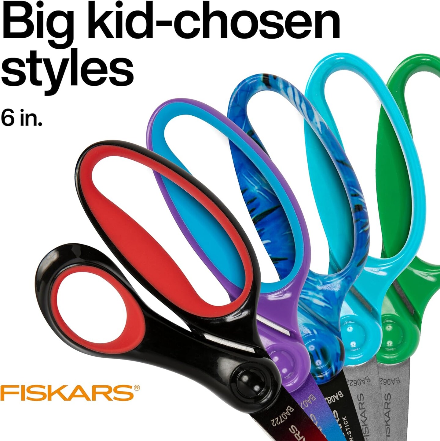 Left-Handed Big Kids Scissors for Ages 8-11, Scissors for School or Crafting, Back to School Supplies, Ombre Blue-Turquoise