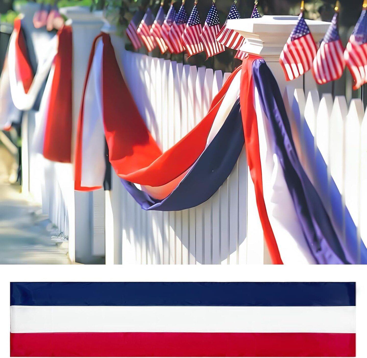 American Patriotic Bunting Flags,Red White and Blue Banner for 4th of July Decorations