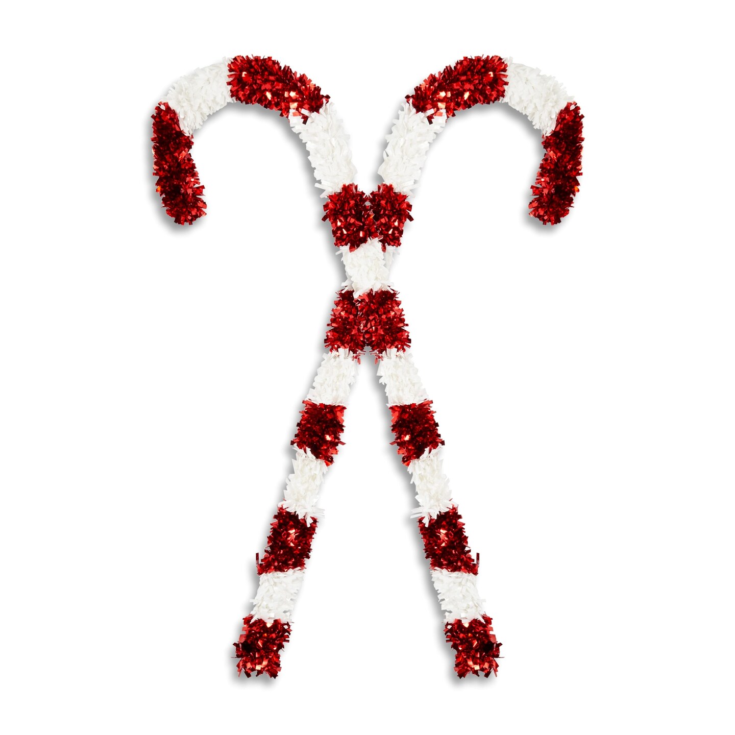 Bright Creations 2 Pack Giant Christmas Candy Cane Decorations, Outdoor Red and White Tinsel Decor for Xmas Holiday, Festive Giant Candy Cane for Christmas Celebration (50 In)