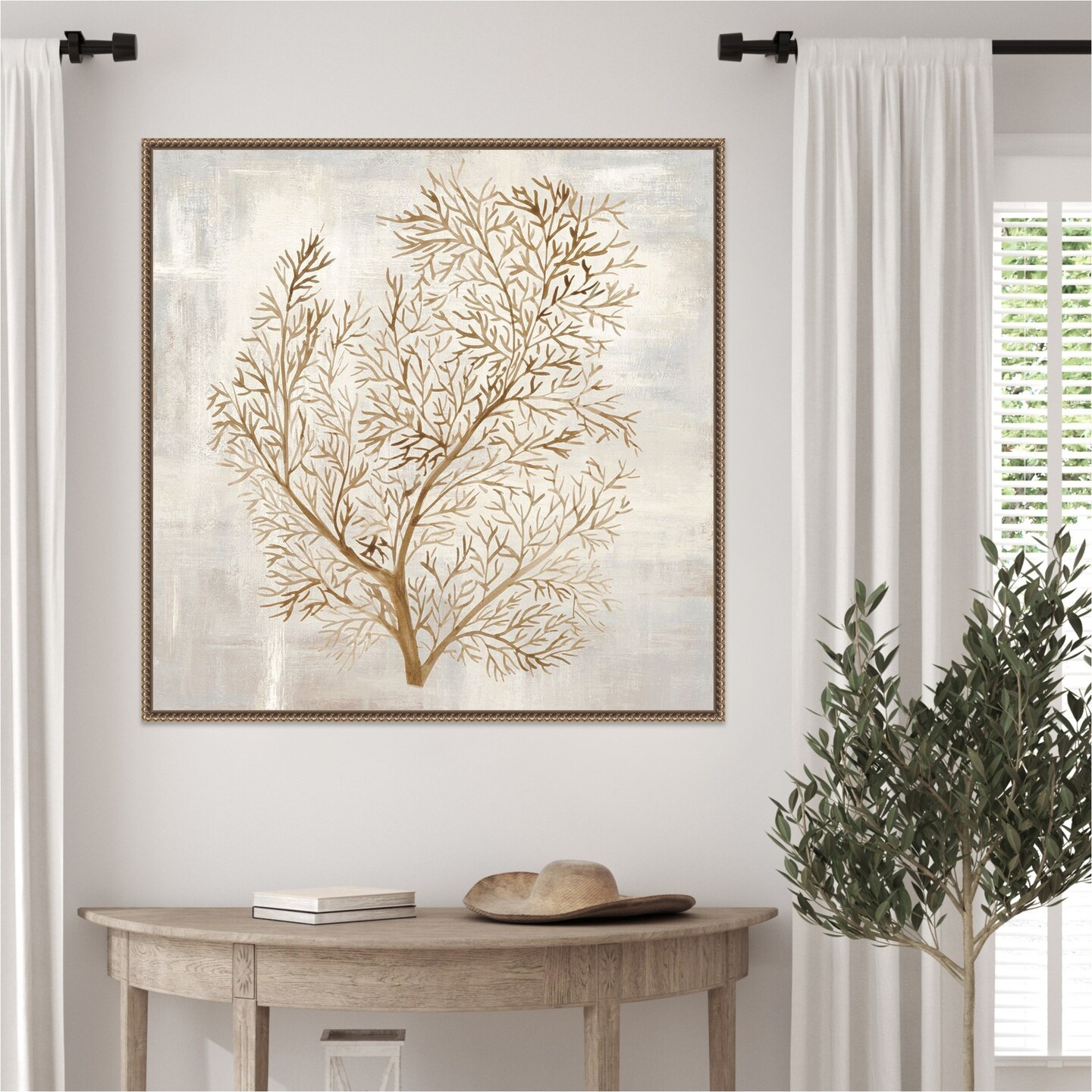 Beige Tides I by Hannah Dawson Framed Canvas Wall Art