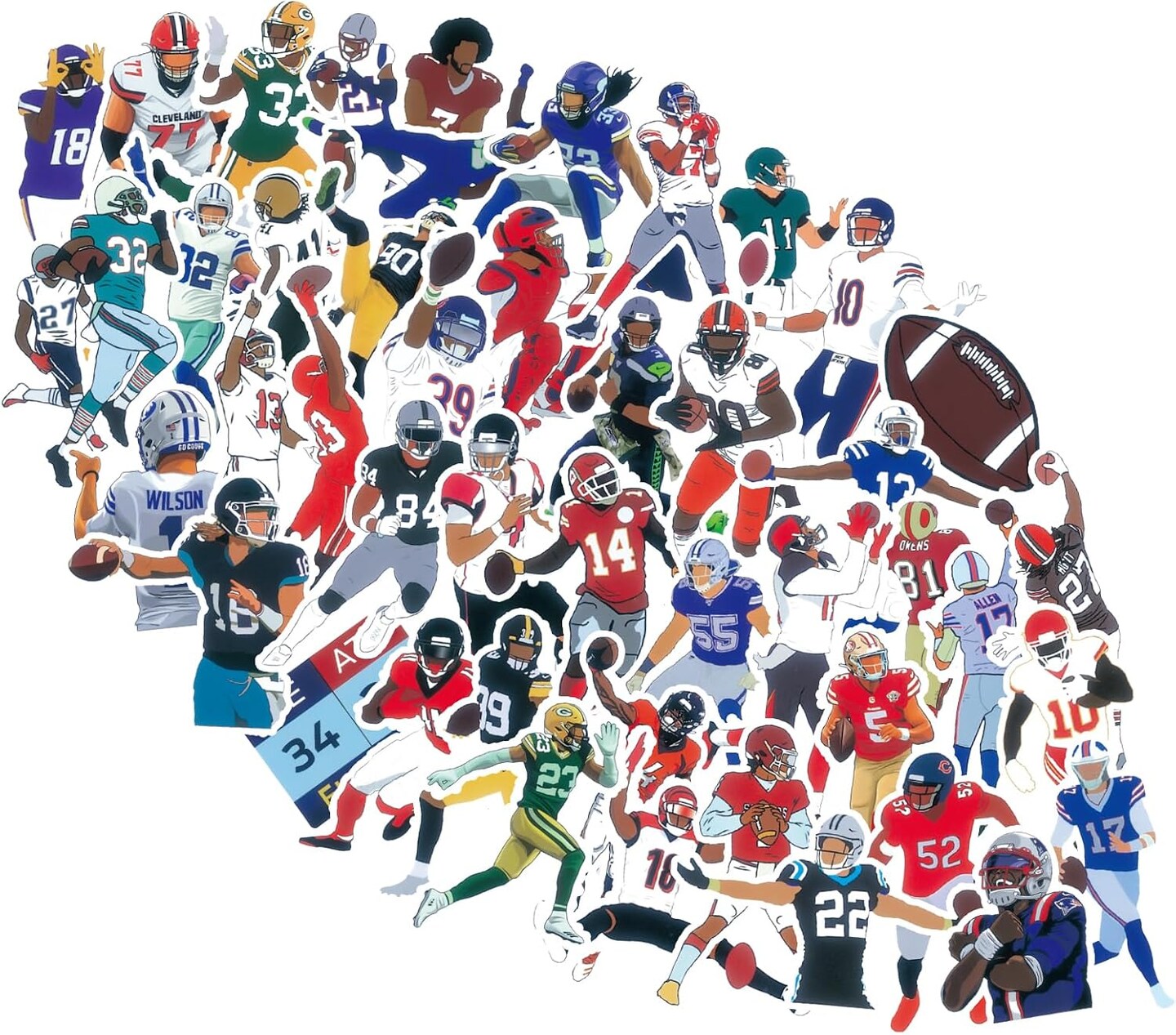 100 Pcs American Football Stickers Sports Stickers Water Bottle Computer Laptop Vinyl Stickers for Boys Teens Adults Kids Girls Football Fans