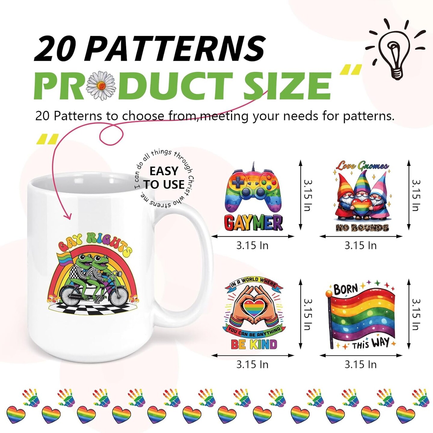 LGBT Pride UV DTF Stickers - 20 Sheets Gay Pride Rainbow Uvdtf Cup Wraps for 16 oz Glass Water Bottle, LGBTQ Equality Parades Funny Cat Butterfly Transfer Sticker Decals Mug Decor Gift for Lesbian