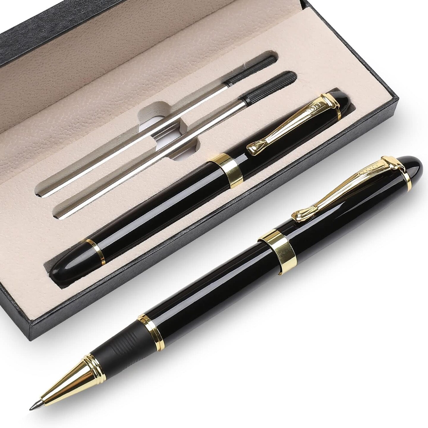 Ballpoint Pens Nice Ball Pen Best Gift for Men Professional Executive Office BallPens Classy Gift Box Ballpoint Black Refill Line width 0.5mm (Black)